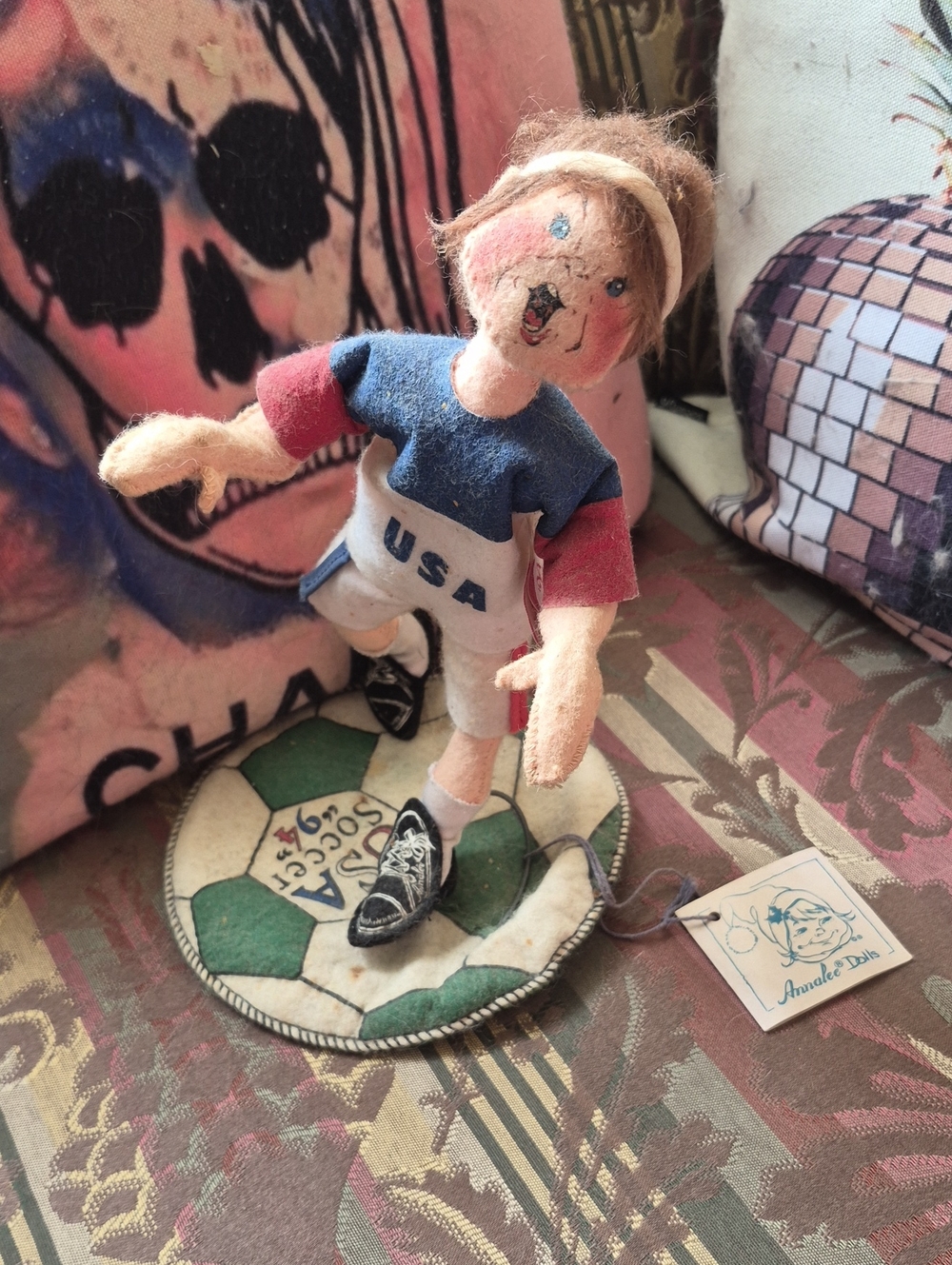 Annalee Felt Soccer Doll in Blue, Red, White & Green